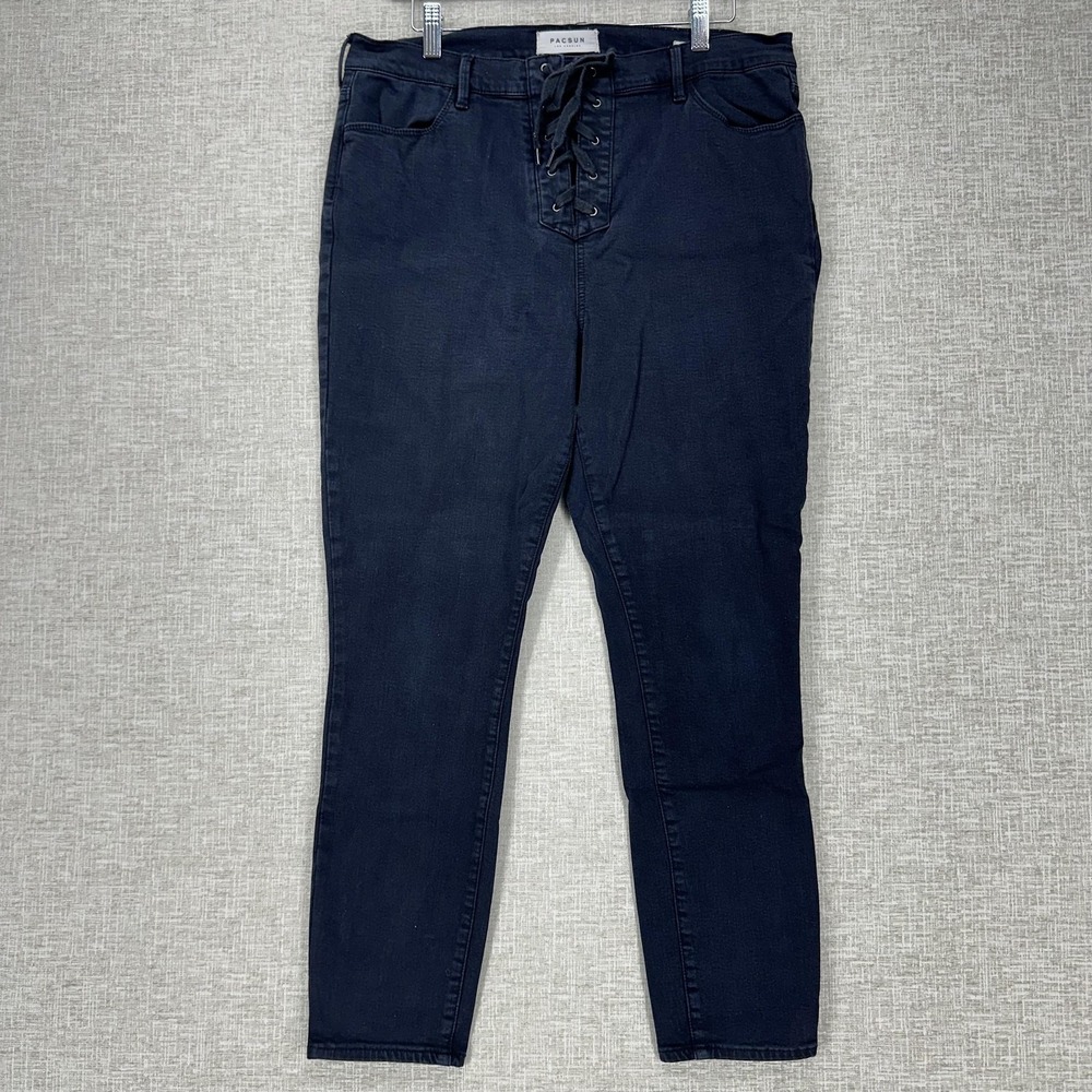 Pacsun Jeans Womens 31 Short Black High‎ Rise Jegging Lace Up Skinny Ankle